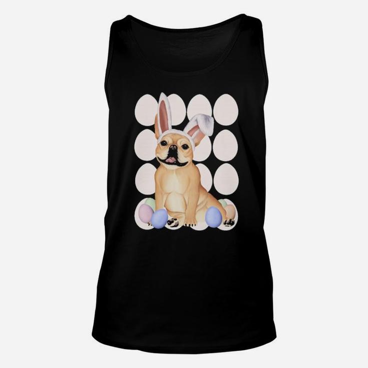 French Bulldog With Bunny Ears And Easter Eggs Unisex Tank Top