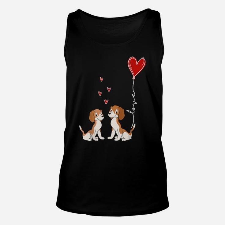 Funny Beagle Dog Happy Valentines Day Couple Matching Unisex Tank Top