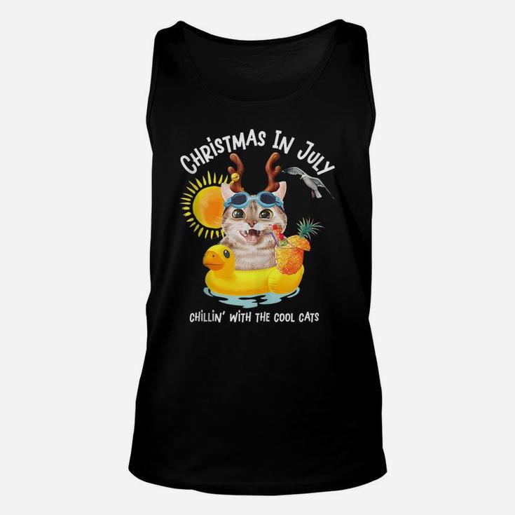 Funny Cat, Christmas In July, Cat Lovers Unisex Tank Top