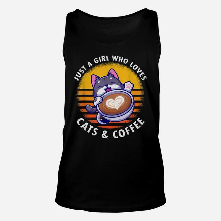 Funny Cats Coffee Caffeine Drink Humor Lovers Cat Lady Unisex Tank Top