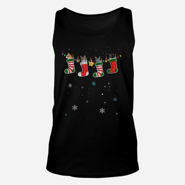 Funny Cats In Socks Christmas Cat Lovers Xmas Sweater Unisex Tank Top
