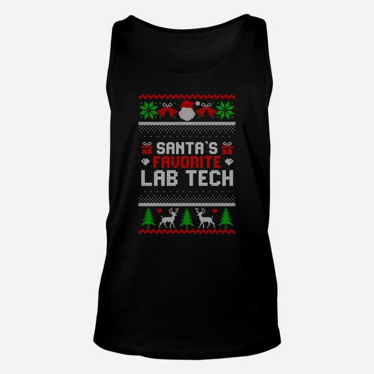 Funny Christmas Holiday Festive Santa's Favorite Lab Tech Unisex Tank Top