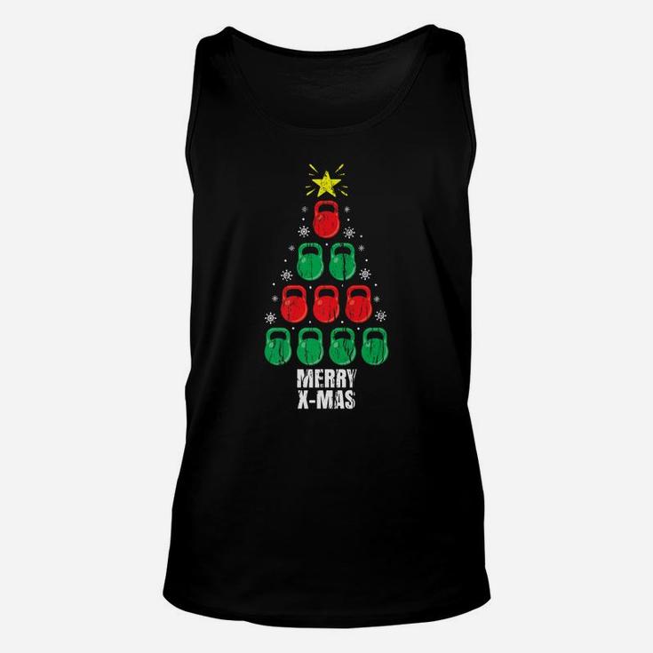 Funny Christmas Kettlebells Tree Design Holiday Gift Workout Unisex Tank Top