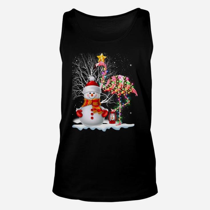 Funny Christmas Tree Flamingo Hat Santa Best Xmas Unisex Tank Top