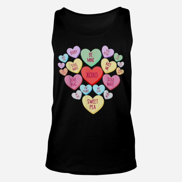 Funny Couple Valentines Day Heart Candy Conversation Unisex Tank Top