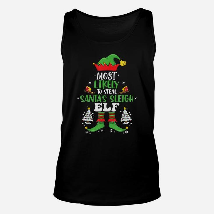Funny Elf Family Matching Group Christmas Party Pajama Gifts Unisex Tank Top
