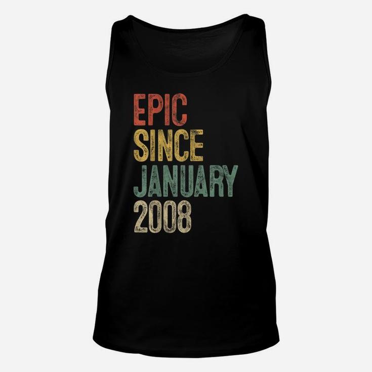 Funny Epic Since January 2008 13Th Birthday Gift 13 Year Old Unisex Tank Top
