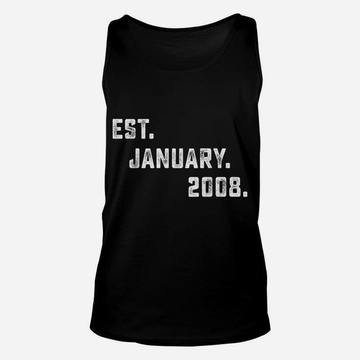 Funny Est January 2008 10Th Years Old Shirt 10 Birthday Gift Unisex Tank Top