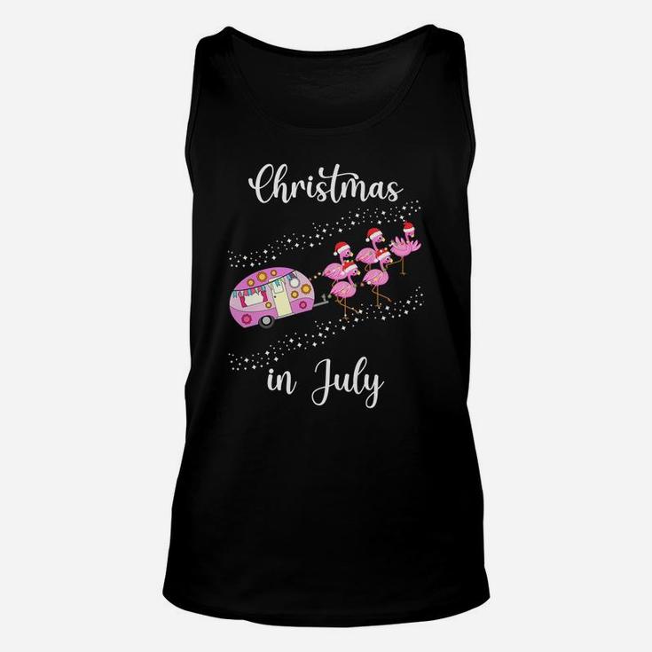 Funny Flamingo Pink Retro Camping Car Christmas In July Unisex Tank Top