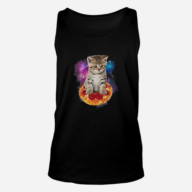 Funny Galaxy Cat Space Cat Eat Pizza And Taco Unisex Tank Top