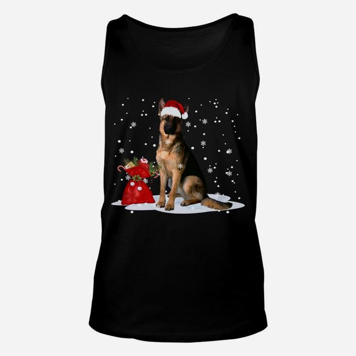 Funny German Shepherd Christmas  Santa Hat Animal Sweatshirt Unisex Tank Top