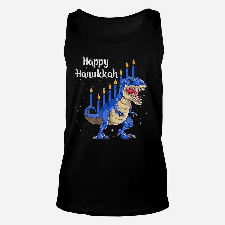 Funny Menorasaurus Rex Dinosaur Chanukkah Happy Hanukkah Unisex Tank Top