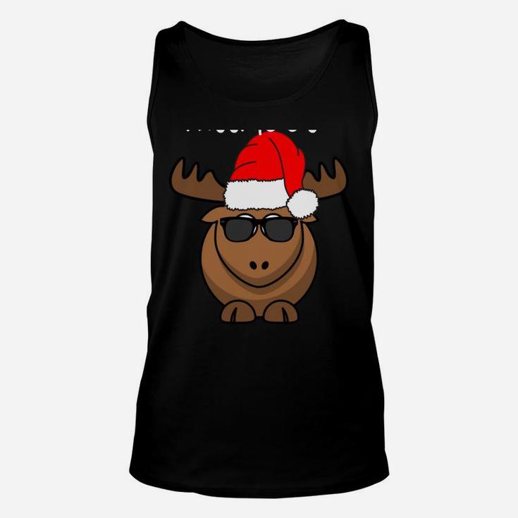 Funny Merry Kissmoose Xmas Antlers Santa Hat Decor Women Men Sweatshirt Unisex Tank Top