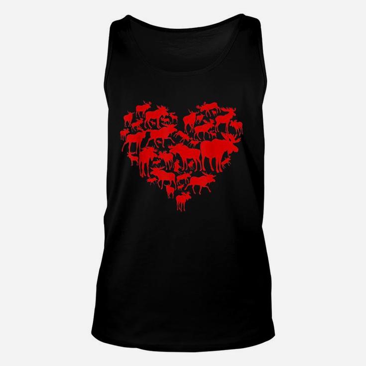 Funny Moose Heart Valentine Gift Moose Lover Unisex Tank Top
