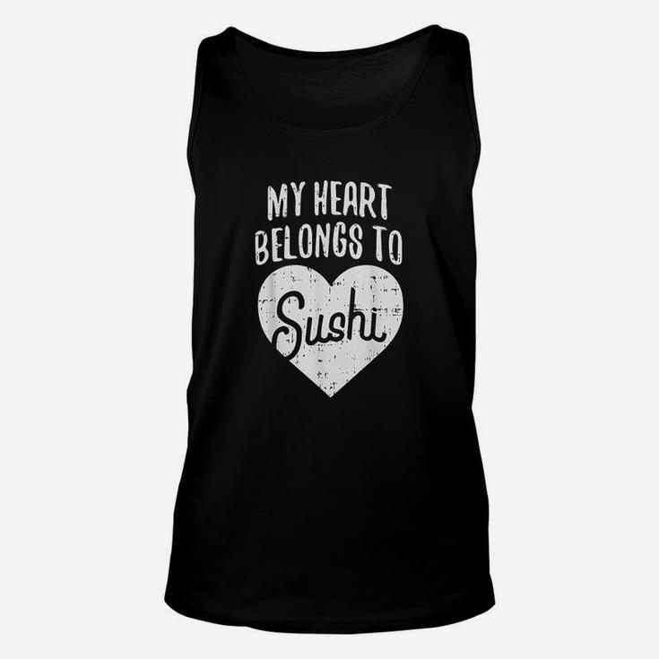 Funny My Heart Belongs To Sushi Japanese Food Lover Unisex Tank Top