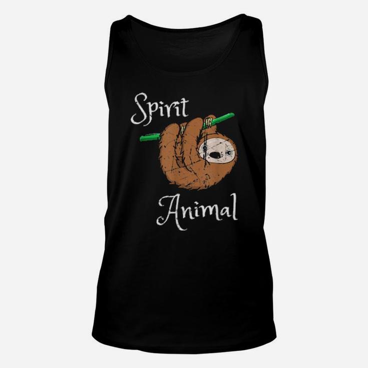 Funny My Spirit Animal Sloth Introvert Distressed Unisex Tank Top