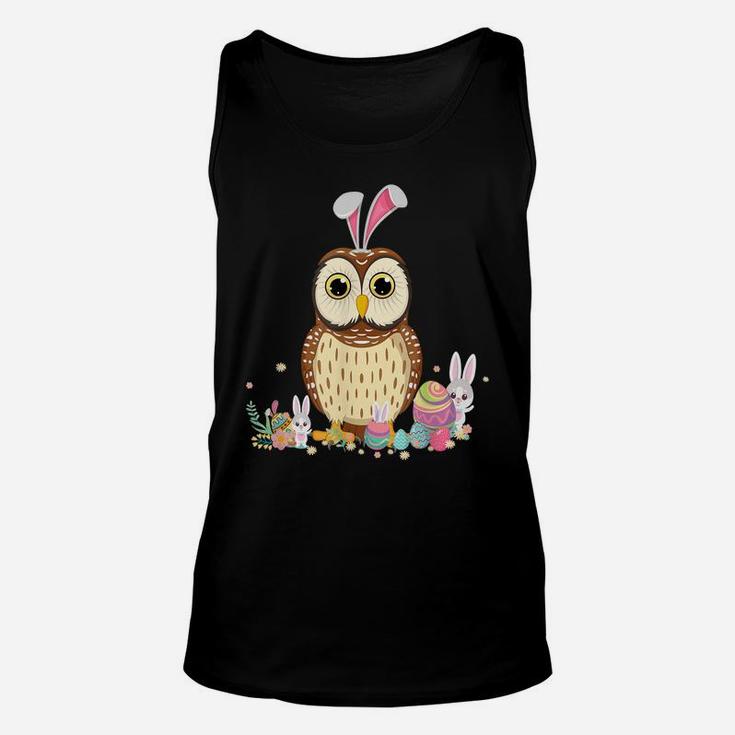 Funny Owl Bunny Ear Easter Day Hunting Egg Rabbit Unisex Tank Top
