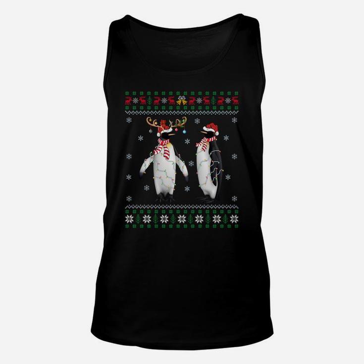 Funny Penguin Xmas Gift Santa Hat Ugly Penguin Christmas Sweatshirt Unisex Tank Top