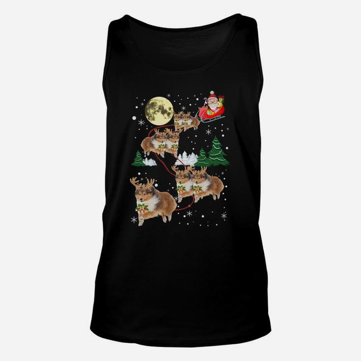 Funny Reindeer Sheltie Xmas Christmas Dog Lovers Gift Sweatshirt Unisex Tank Top