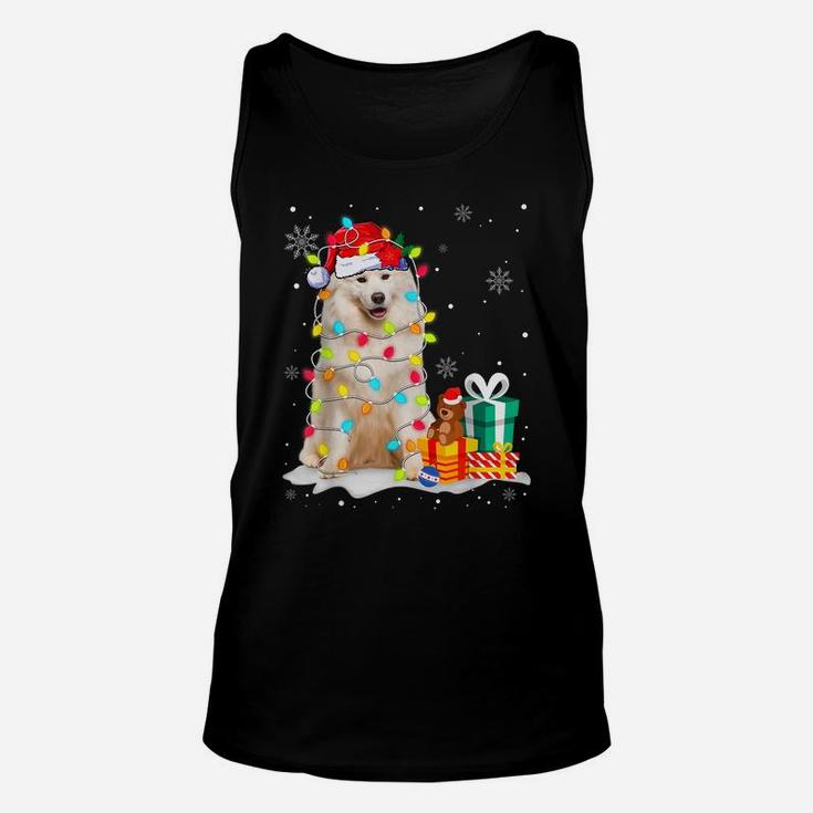 Funny Samoyed Christmas Light Dog Dad Dog Mom Unisex Tank Top