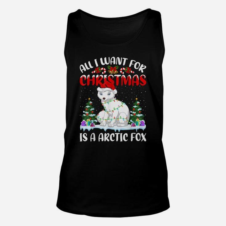 Funny Santa Hat All I Want For Christmas Is A Arctic Fox Unisex Tank Top