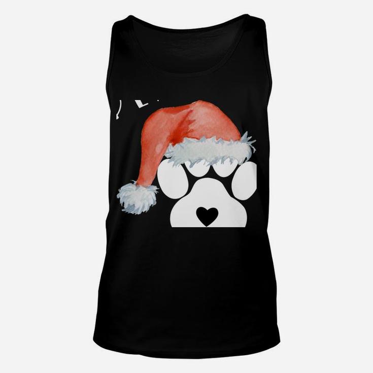 Funny Santa Hat Dog Cat Paw Print Tshirt Christmas Clothes Sweatshirt Unisex Tank Top