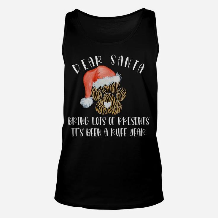 Funny Santa Hat Dog Cat Paw Print Tshirt Christmas Clothes Unisex Tank Top