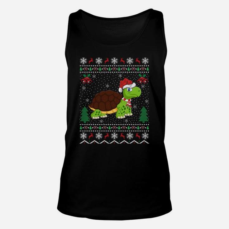 Funny Santa Hat Sea Turtle Xmas Gift Ugly Turtle Christmas Unisex Tank Top