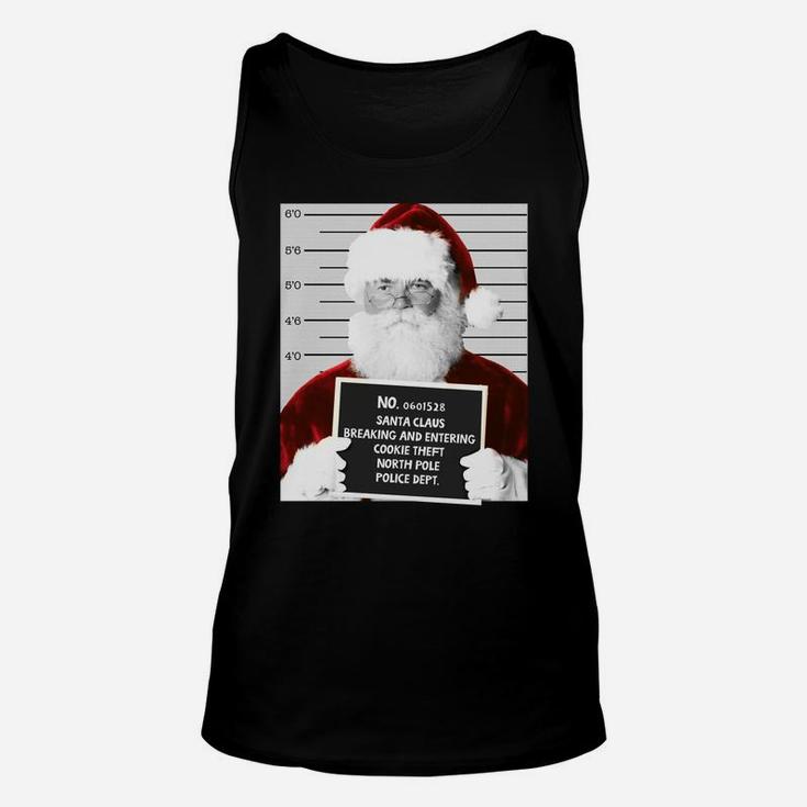 Funny Santa Mugshot Santa Claus Jailed Christmas Sweatshirt Unisex Tank Top