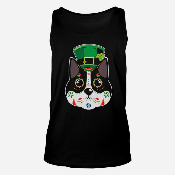 Funny Skull Dog Face St Patrick Day Akita Unisex Tank Top