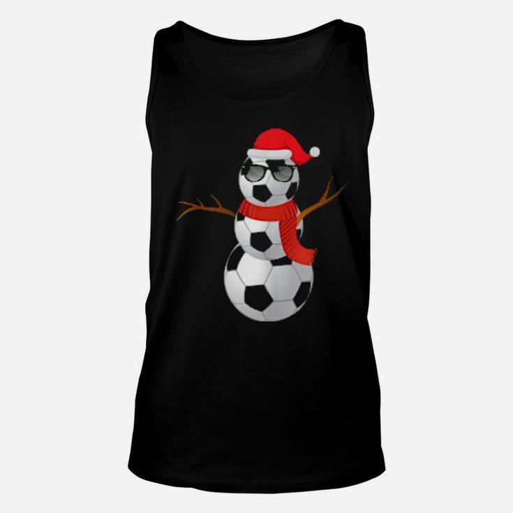 Funny Soccer Football Snowman Holiday Spirit Xmas Pajama Unisex Tank Top