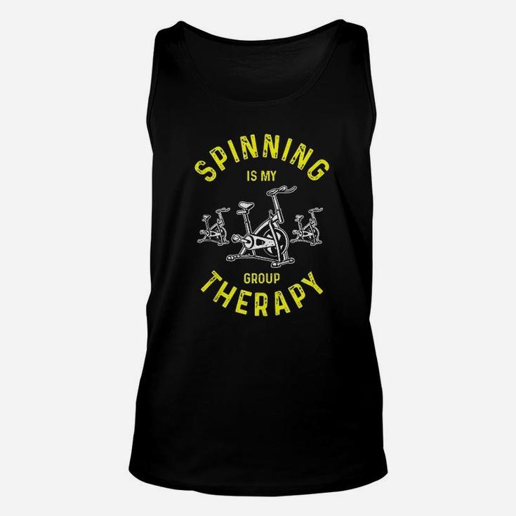 Funny Spin Class Spinning Is My Group Therapy Unisex Tank Top