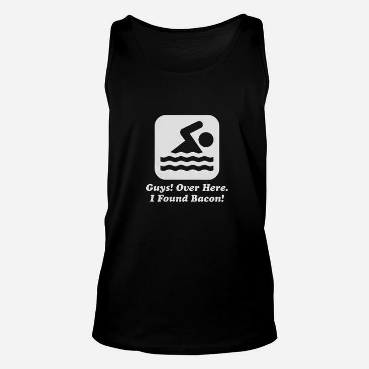 Funny Swimmer Over Here I Found Bacon Unisex Tank Top