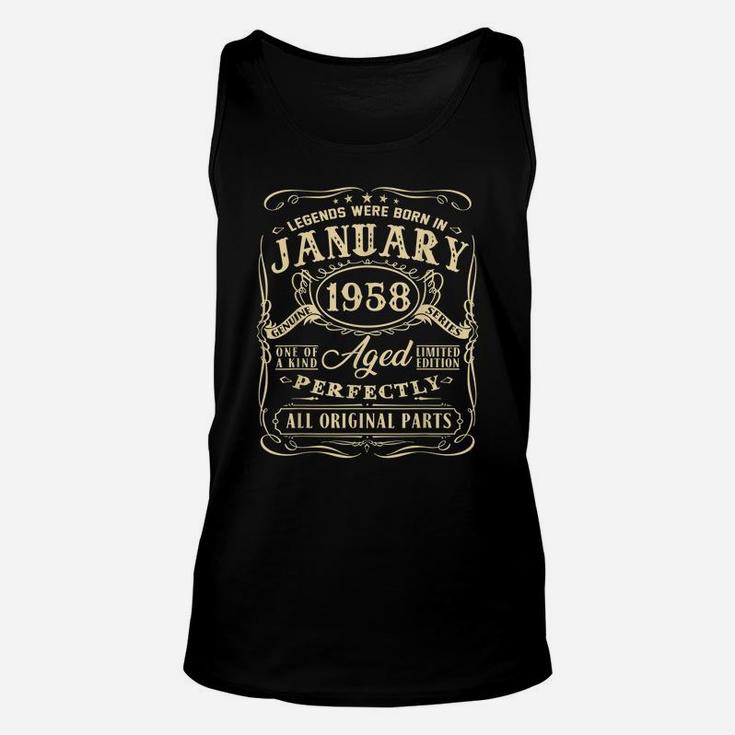 Funny Tee Legends Were Born In January 1958 63Rd Birthday Unisex Tank Top