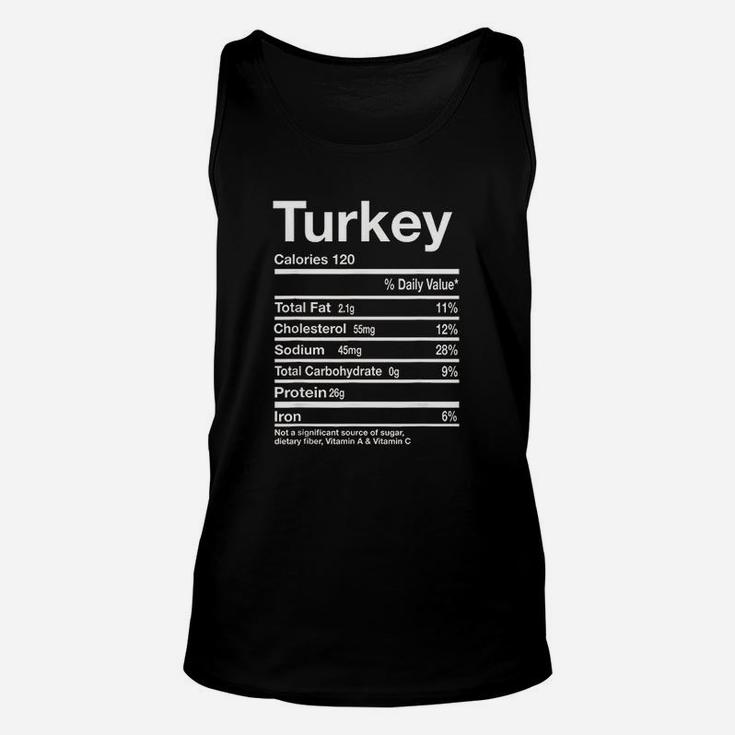 Funny Turkey Nutrition Facts Thanksgiving Costume Matching Unisex Tank Top