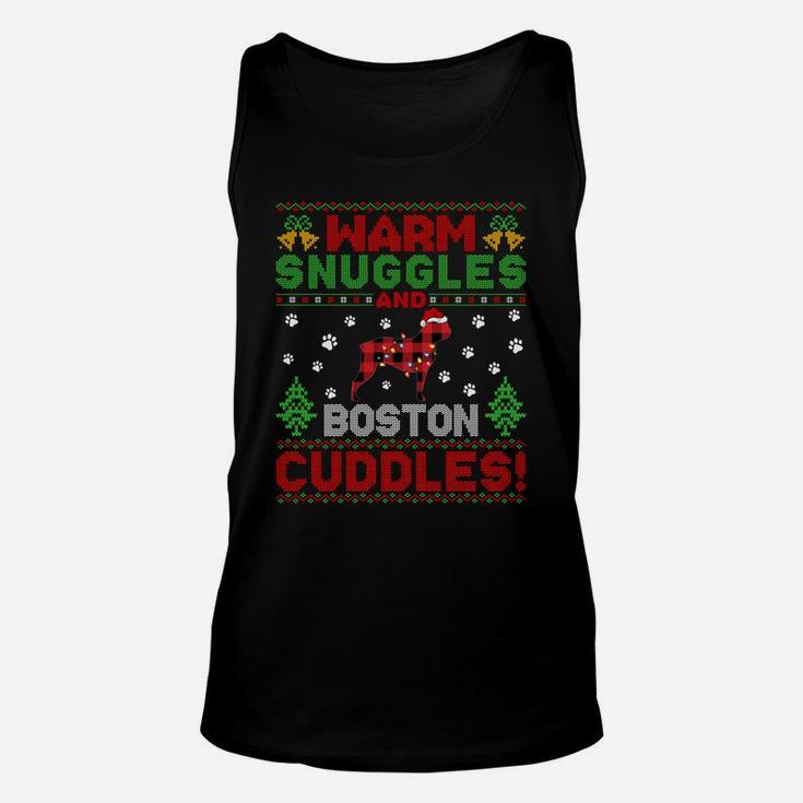 Funny Warm Snuggles Ugly Boston Terrier Christmas Sweatshirt Unisex Tank Top