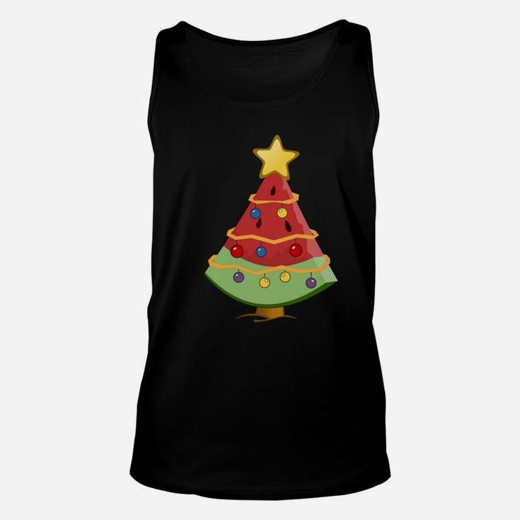 Funny Watermelon Christmas Tree With Lights Xmas Sweatshirt Unisex Tank Top