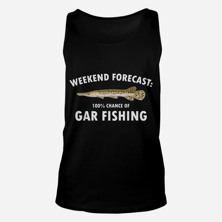 Funny Weekend Forecast Alligator Gar Fishing Unisex Tank Top