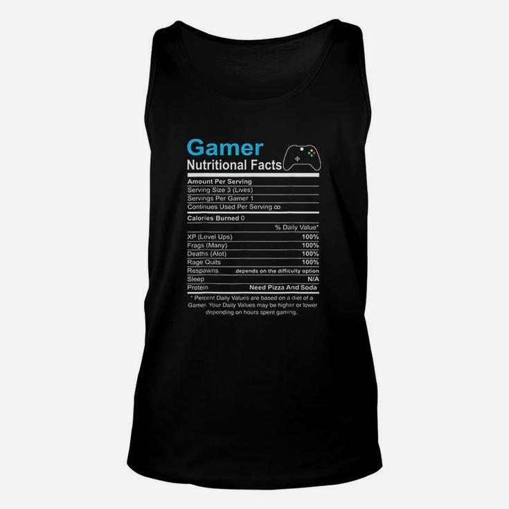 Gamer Nutrition Facts Video Game Unisex Tank Top