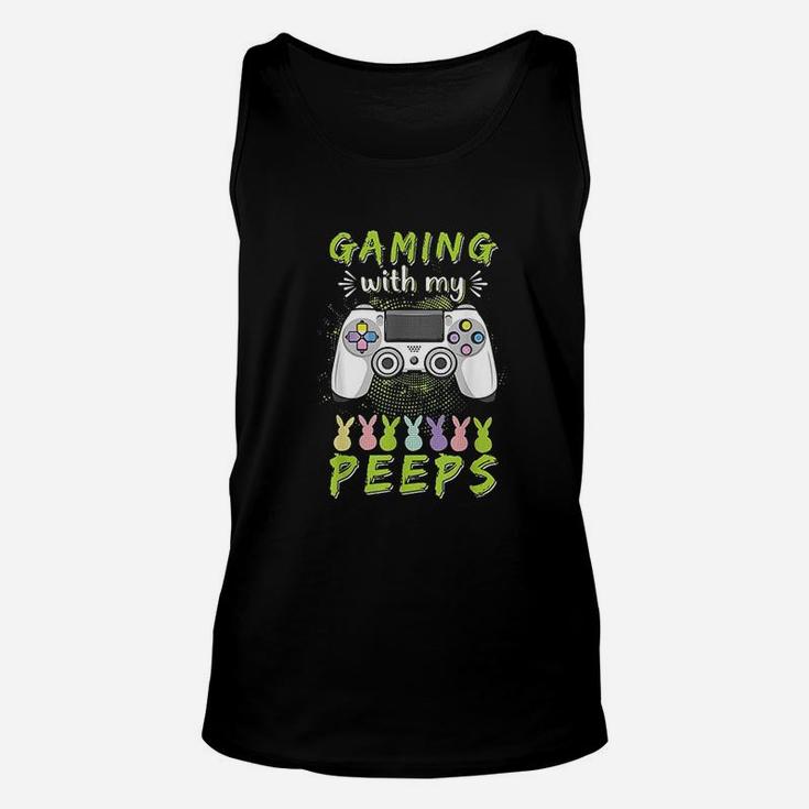 Gaming With My Easter Peeps Funny Gaming Bunny Unisex Tank Top