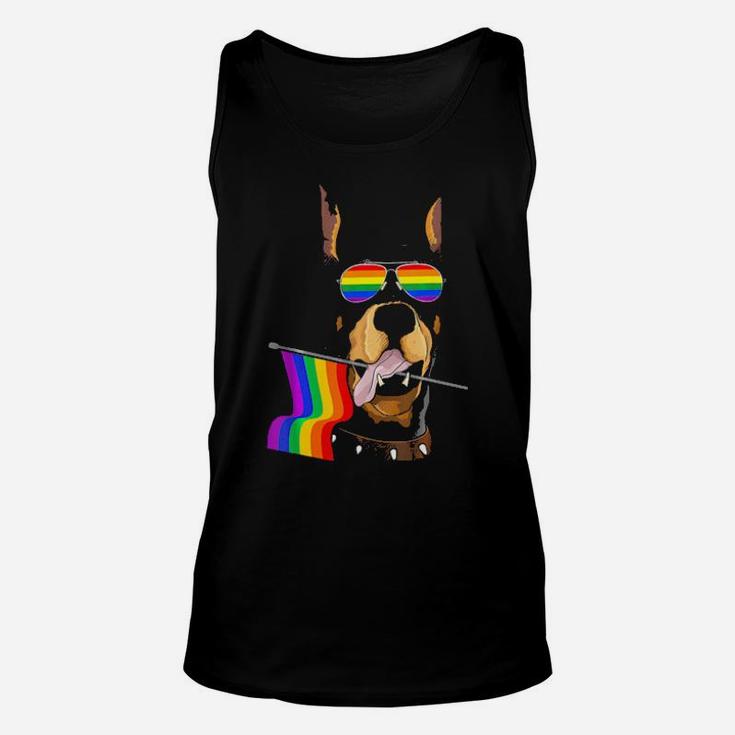 Gay Pride Rainbow Flag Doberman Shirt Lgbt Pride Gifts Unisex Tank Top