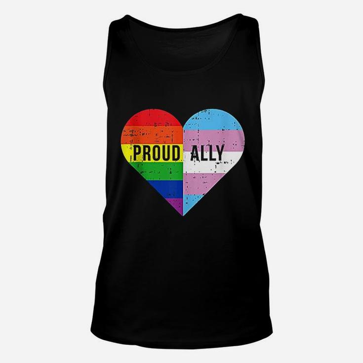Gay Trans Transgender Heart Rainbow Flag Cool Lgbt Ally Gift Unisex Tank Top