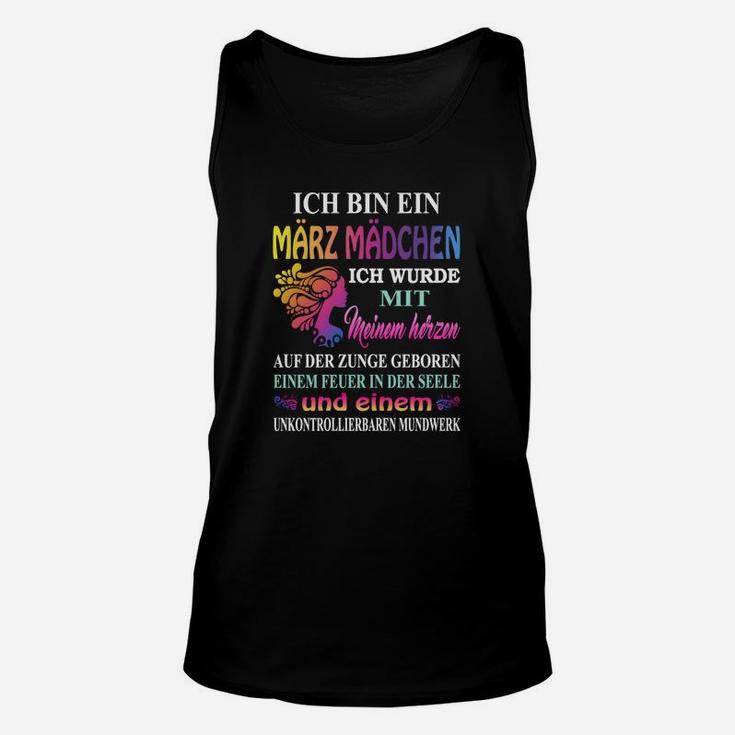 Geburtstags-Unisex TankTop März Mädchen, Spruch & Farbakzente