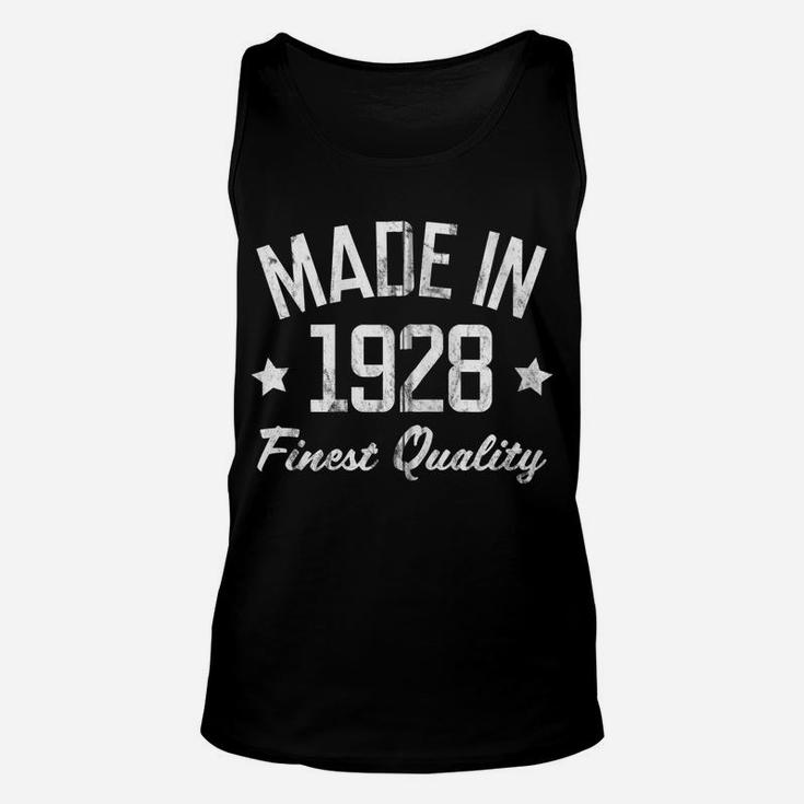 Gift For 92 Year Old Man Woman Made In 1928 Usa White Print Zip Hoodie Unisex Tank Top