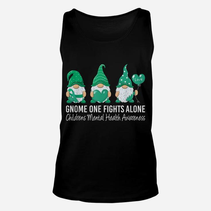 Gnome Fights Childrens Mental Health Awareness Green Ribbon Unisex Tank Top