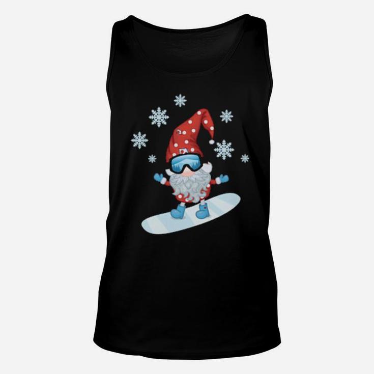 Gnome On Snowboard Ugly Xmas Costume Unisex Tank Top
