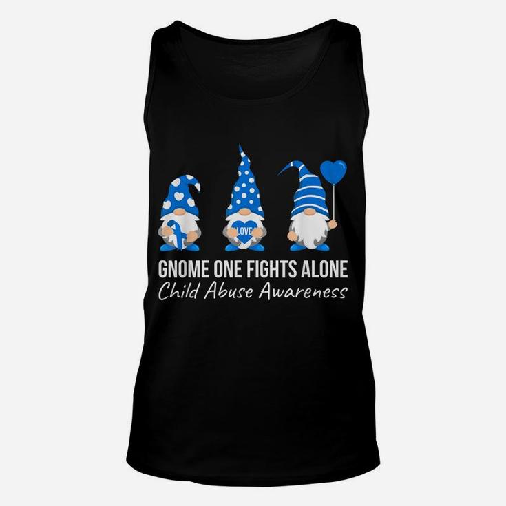 Gnome One Fights Alone Child Abuse Awareness Blue Ribbon Unisex Tank Top