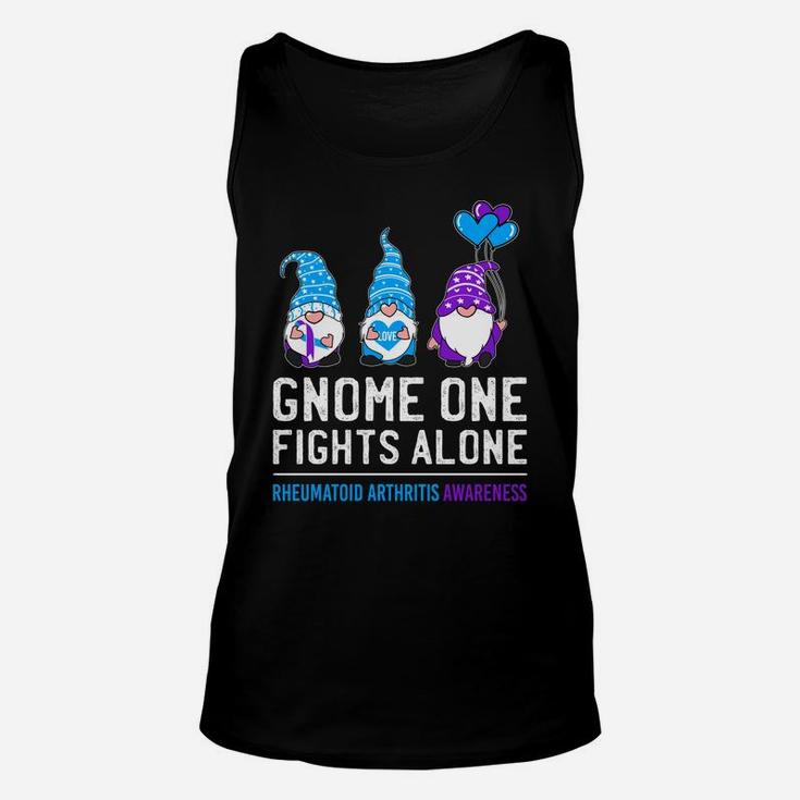 Gnome One Fights Alone Rheumatoid Arthritis Awareness Ribbon Unisex Tank Top
