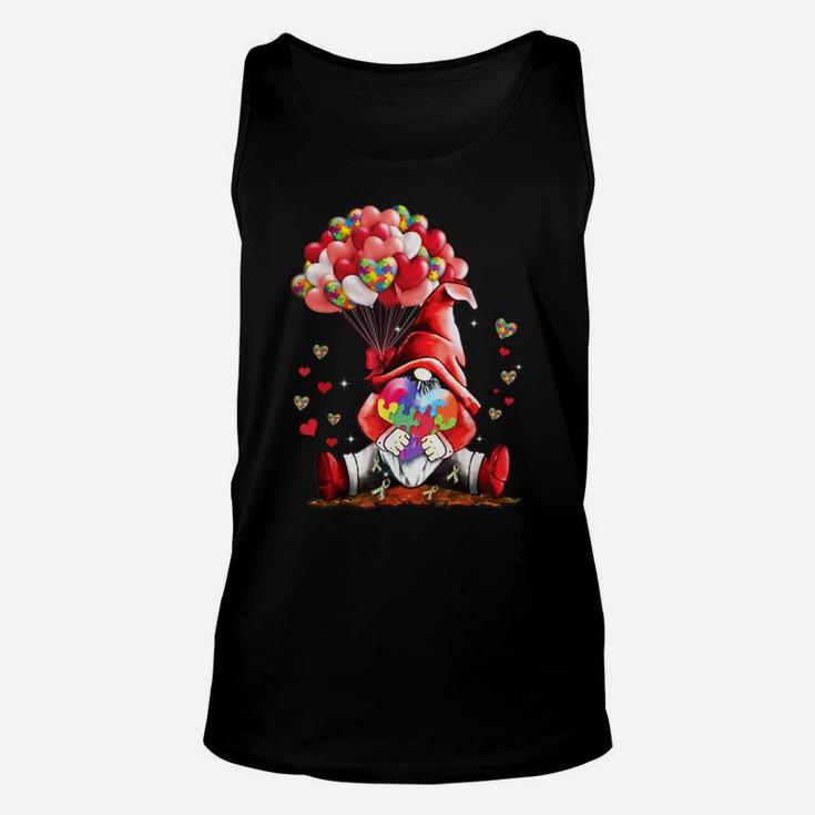 Gnome Puzzles Balloon Heart Autism Awareness Valentine Gifts Unisex Tank Top