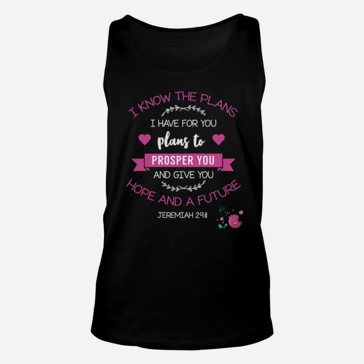 God's Plan To Prosper And   Bless You Christian Unisex Tank Top